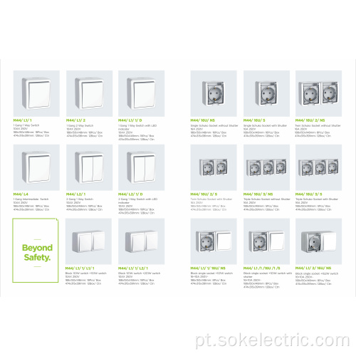 Quadro elétrico de parede em grupo 1 novo design com interruptores elétricos brancos de luz intermediária